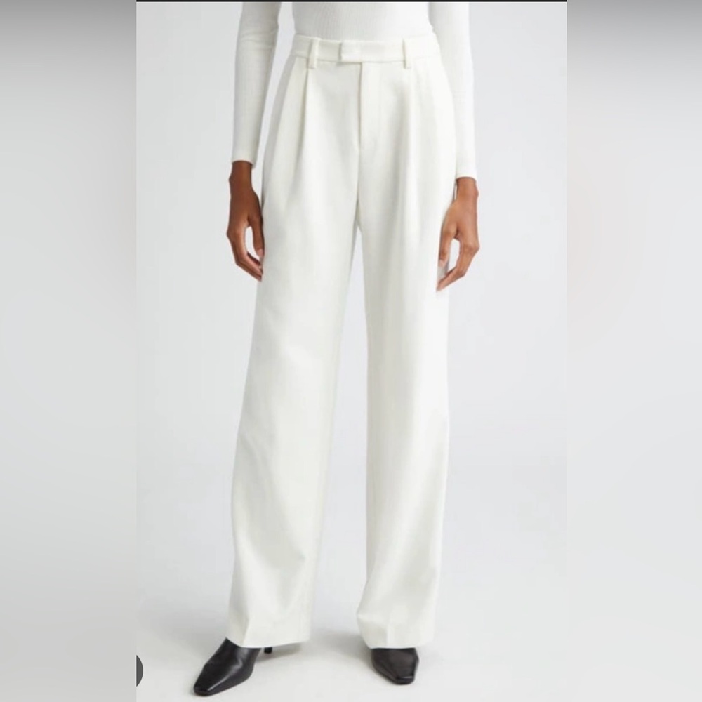 Favorite Daughter Agnes Front Pleat Wide-Leg High-Rise Women's Pants in Ivory